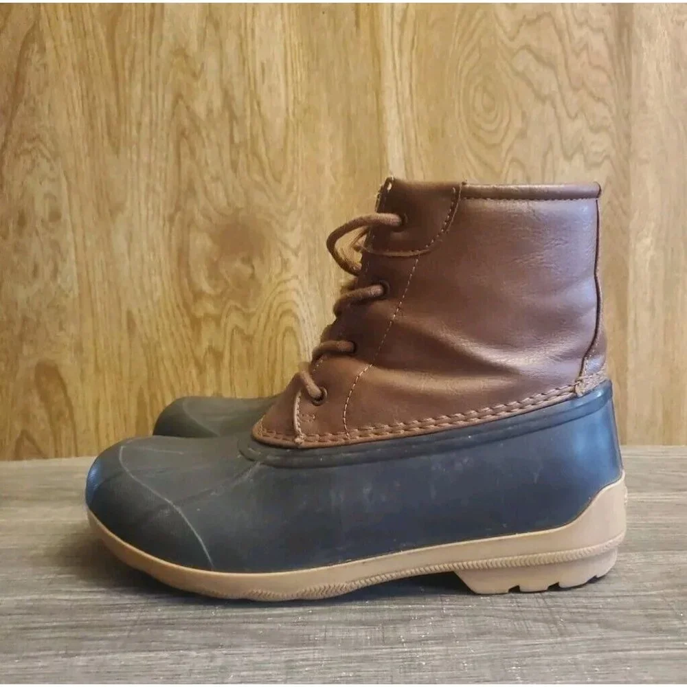 Sperry Port Brown Lace Up Duck Boots‎ Youth Sz 6